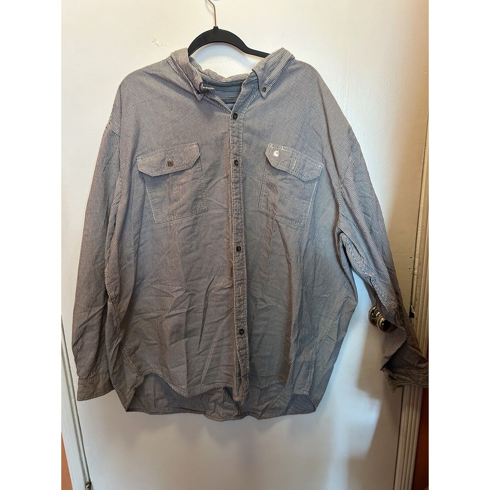 Carhartt Shirt Mens Sz 4XL Long Sleeve Striped Button Down Top
